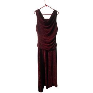 NW Woman Burgundy Sparkle Ruched Cowl Neck Maxi Dress Formal Evening Gown 16W